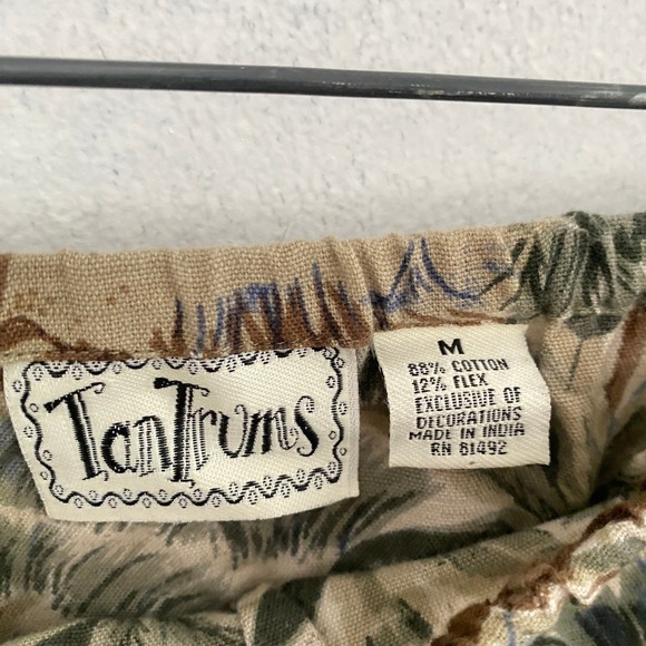 Vintage Tantrums Safari Animal Print Midi Skirt M Stretch Waist Pockets Country - Picture 9 of 11